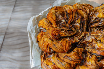 Dried fish in the local market in Thailand