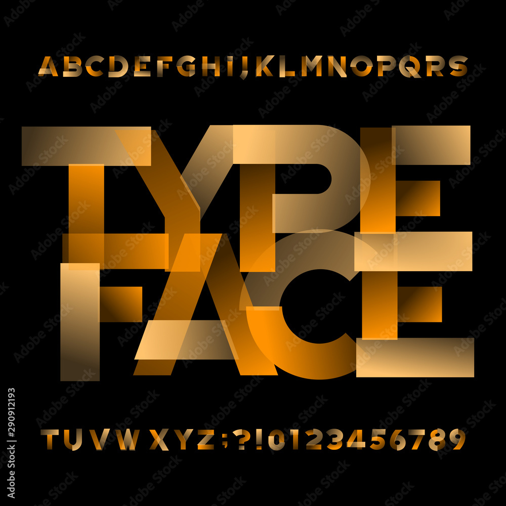 Fototapete abstract alphabet font. transparent geometric letters and numbers. easy color change. stock vector t