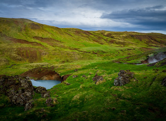 Fototapeta na wymiar Rykjaladur hot river bath in Iceland