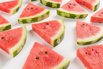 Sliced pieces of watermelon pattern, chilled with ice, refreshing summer berry.