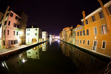 Fisheye lens on canal Vena at Chioggia