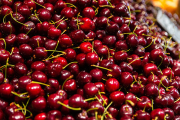 Food background, ripe cherries