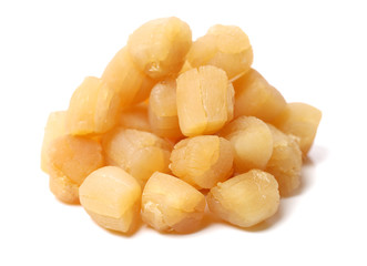 Dried Scallops on white background.