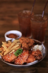 crispy fried chicken and french fries