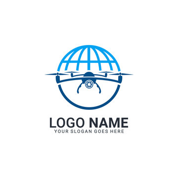 Flying aerial drone logo design. Editable logo design