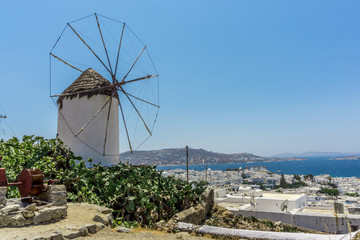Boni or Bonis Windmill. Mykonos Town, Greece.