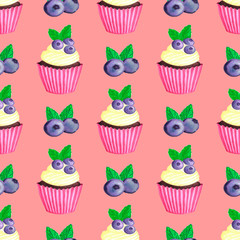 with blueberry cupcake pattern. Nice dessert print