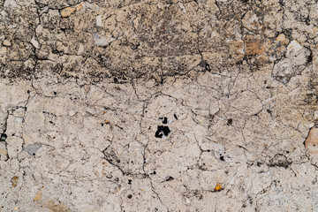 Old wall texture background. Surface with cracks, little rocks, scuffs