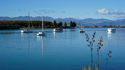 Rabbit Island viewed from Mapua, Tasman region, New Zealand.