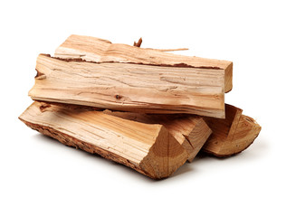 Wood log isolated on white background.