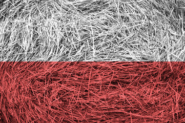 Poland flag on a hay roll surface.