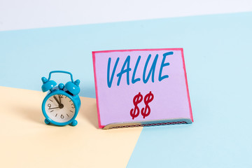 Text sign showing Value Dolar. Business photo text the worth of the process id of the currently...