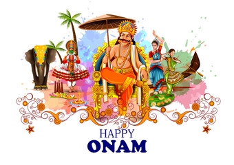 easy to edit vector illustration of Happy Onam holiday for South India festival background - 290918779