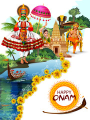 easy to edit vector illustration of Happy Onam holiday for South India festival background