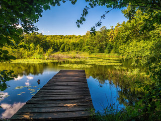 Fototapeta na wymiar Beautiful Zatorek Lake on Wolin Island, Poland