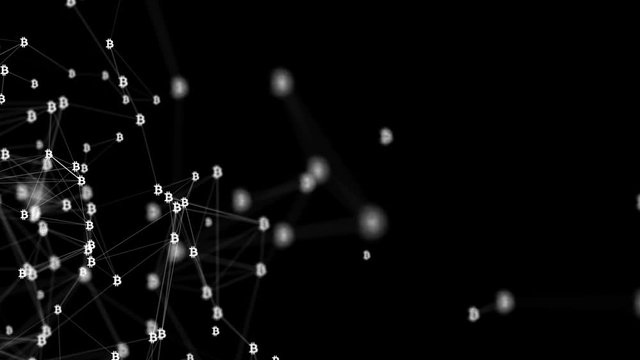 Electronic currency bitcoin, abstract virtual communications of computers by means of blockchain on the Internet. Green Screen Alpha Matte Loop Aniamtion Background