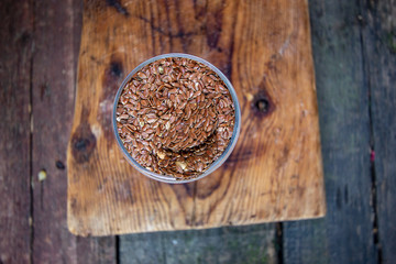 flax seeds in a transparent glass