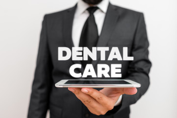 Writing note showing Dental Care. Business concept for maintenance of healthy teeth or to keep it clean for future