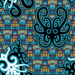 seamless pattern of borneo batik style. traditional Indonesian fabric motif. vector design inspiration. Creative textile background for fashion or cloth. culture motif of dayak