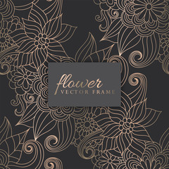 Luxury Gold And Dark Trendy Seamless Floral  Pattern in Vector illustration