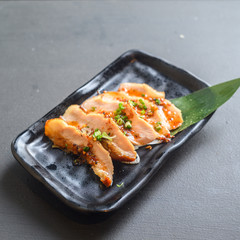 grill pork thai style meal with herb sauce