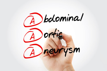 AAA - Abdominal Aortic Aneurysm acronym with marker, concept background