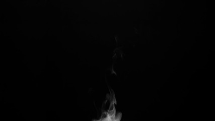 Thin Trickle of Steam from a Cup of Coffee. White steam rises light, graceful twists on a black background. The jet lifted out of the cup of hot water. Shooting at a rate of 120fps. Footage is perfect