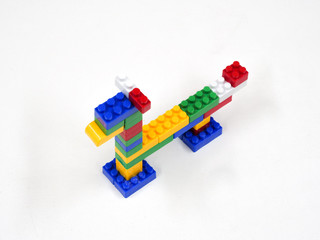Toy plastic building blocks, various colors, animal shape