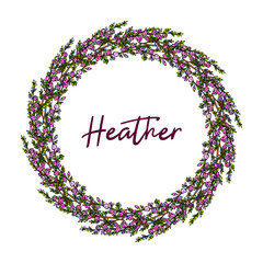 Heather wreath. Hand drawn vector - obrazy, fototapety, plakaty