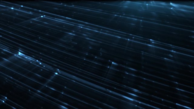 Blue digital technology particles on black background (Looping) 
