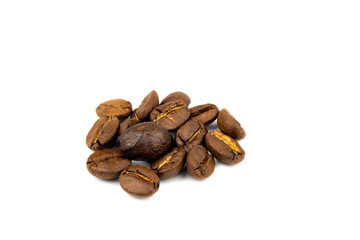 Close up of a coffee bean, Roasted coffee beans isolate on white background