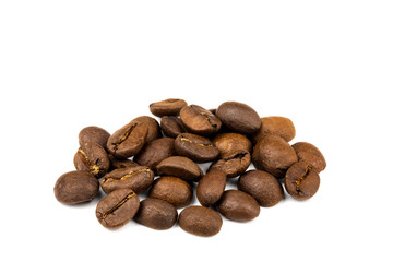 Close up of a coffee bean, Roasted coffee beans isolate on white background