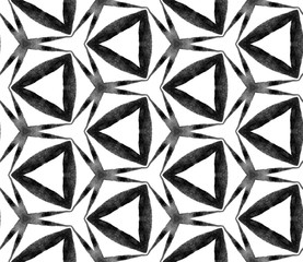 Black and white kaleidoscope seamless pattern. Han