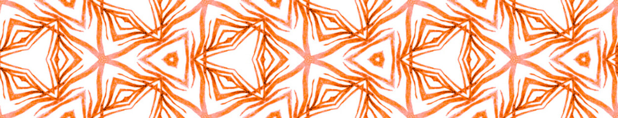 Fototapeta premium Orange tropical Seamless Border Scroll. Geometric 