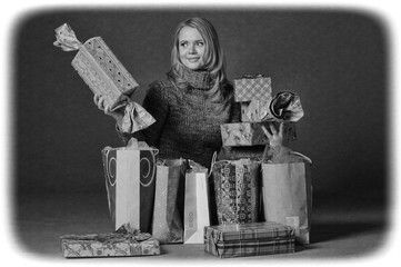 woman and a lot of gifts