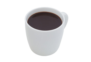 White mug of hot chocolate drink isolated on white