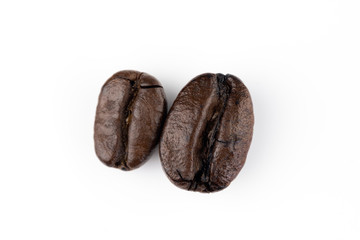 Close up of a coffee bean, Roasted coffee beans isolate on white background