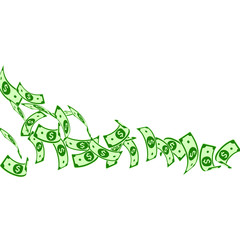 American dollar notes falling. Floating USD bills 