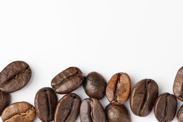 Close up of a coffee bean, Roasted coffee beans isolate on white background