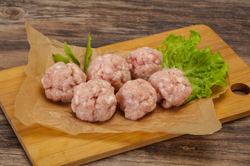 Homemade raw pork minced meatball for cooking