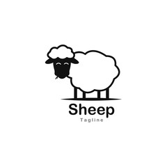 Cute sheep logo vector icon illustration design 