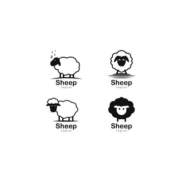 Cute sheep logo vector icon illustration design 