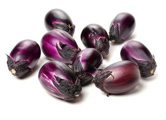 Fresh eggplant on white background.