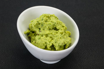 Avocado guacamole sauce with chili pepper
