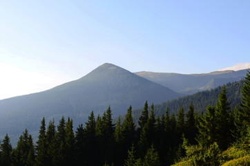 Beautiful view of the mountains on a sunny summer day