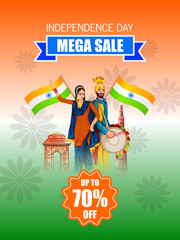 Fototapeta premium easy to edit vector illustration of Happy Independence Day of India tricolor background for 15 August Big Freedom sale promotion banner