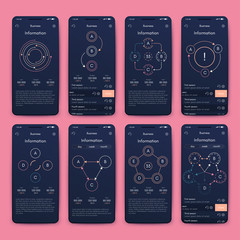 Different UI, UX, GUI screens and flat web icons for mobile apps
