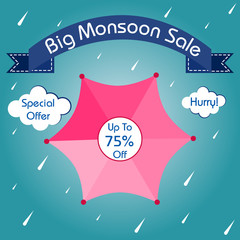 easy to edit vector illustration of great monsoon sale and promotion advertisement banner background template