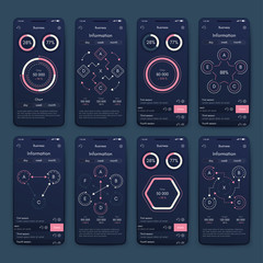 Different UI, UX, GUI screens and flat web icons for mobile apps