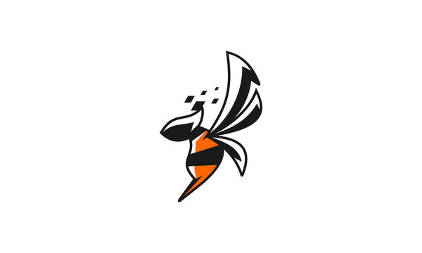 Bee Digital Logo Technology Icon Vector